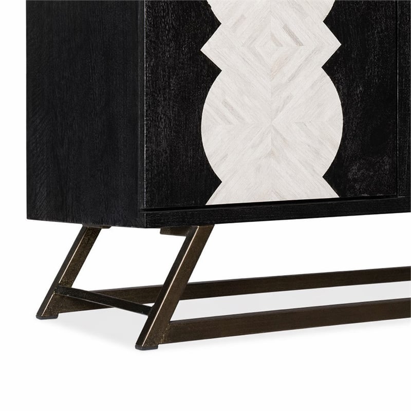 Bowery Hill Moroccan Modern Wood Credenza in Black with Iron Base