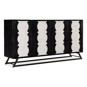 Bowery Hill Moroccan Modern Wood Credenza in Black with Iron Base