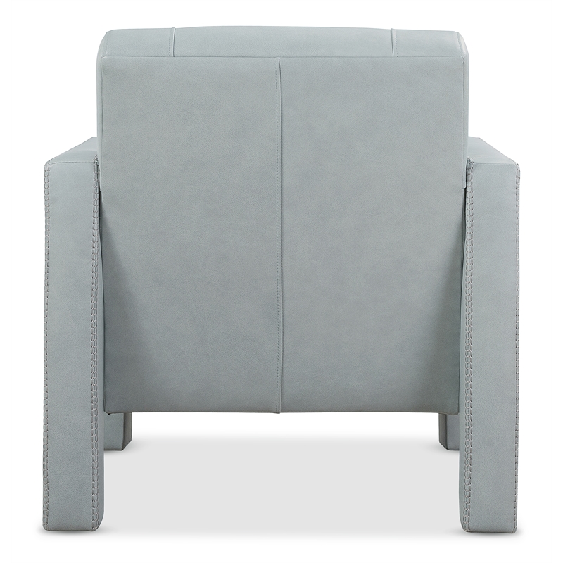 Bowery Hill Accent Chair in Blue Leather with Ladder Stitch Detail
