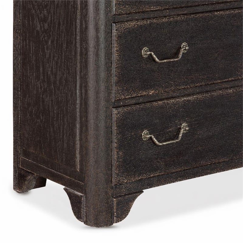 Bowery Hill 6-Drawer Chest in Distressed Black and Brown Finish