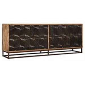 Bowery Hill Swirl Entertainment Console with Ventilated Panel in Medium Natural
