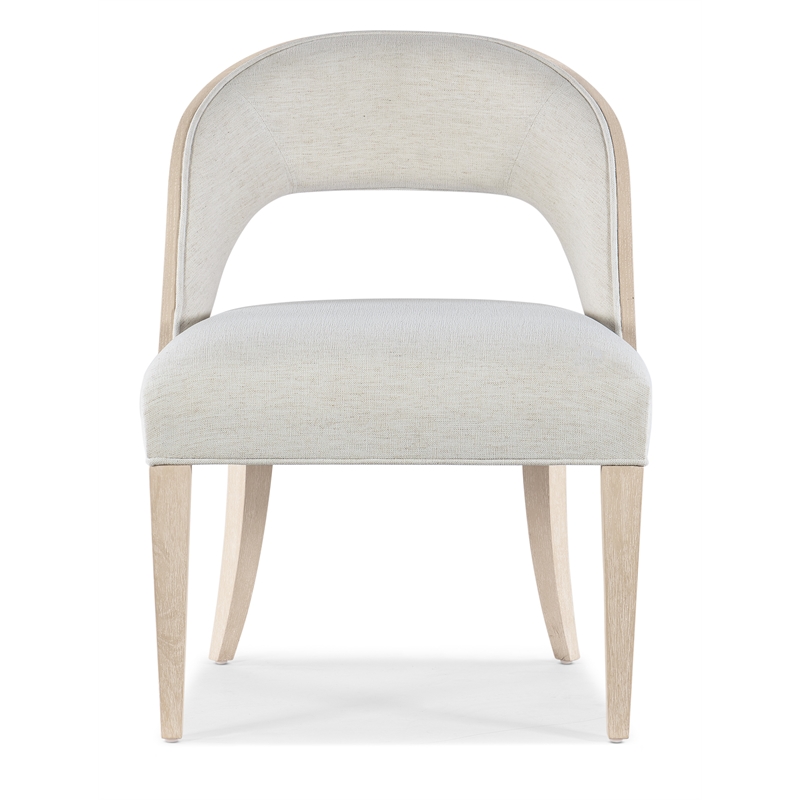 Bowery Hill Barrel Back Side Chair with Oak Veneer Back and Fabric Seat