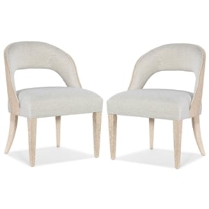 Bowery Hill Barrel Back Side Chair with Oak Veneer Back and Fabric Seat