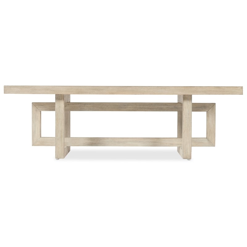 Bowery Hill Natural Wood Rectangle Cocktail Table with Interlocking Base