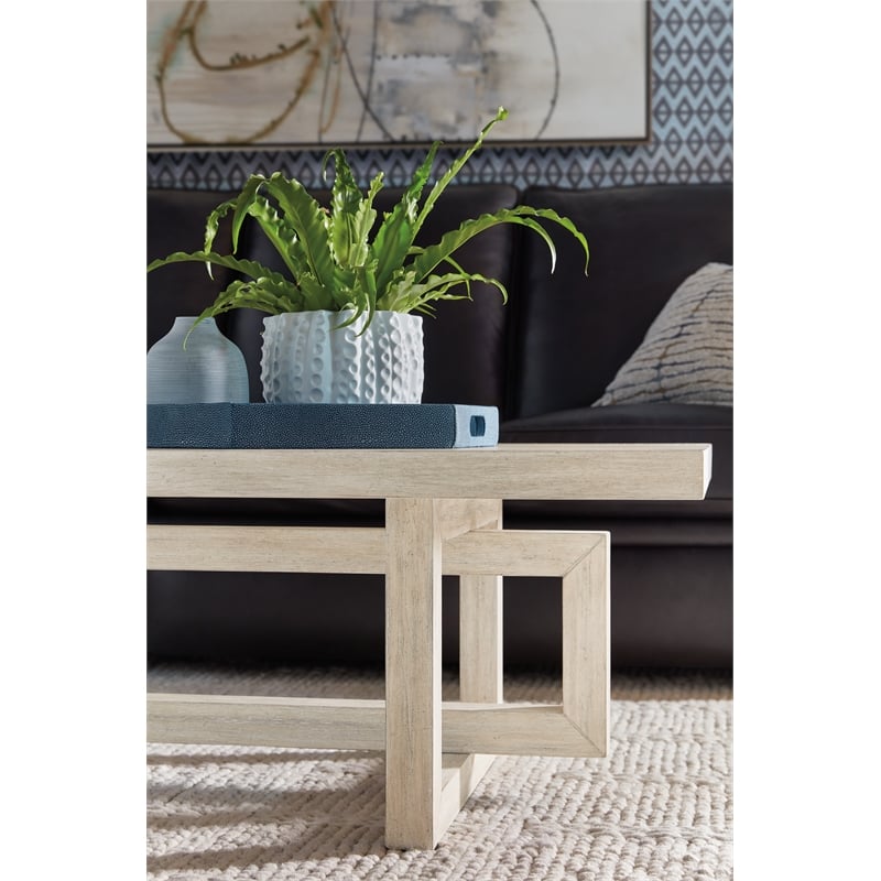 Bowery Hill Natural Wood Rectangle Cocktail Table with Interlocking Base