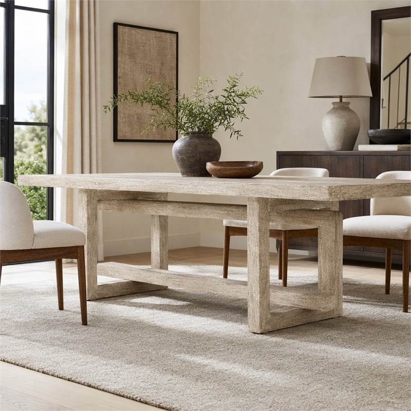 Bowery Hill Natural Wood Rectangle Cocktail Table with Interlocking Base