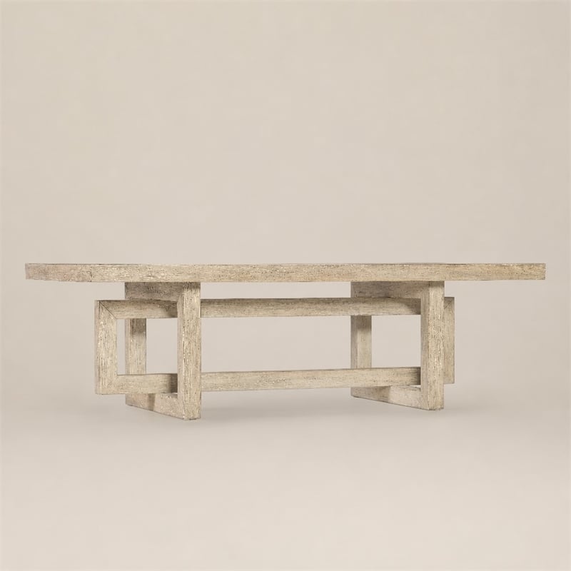 Bowery Hill Natural Wood Rectangle Cocktail Table with Interlocking Base
