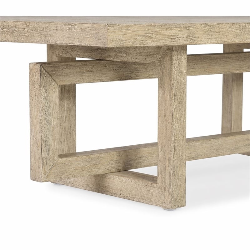 Bowery Hill Natural Wood Rectangle Cocktail Table with Interlocking Base