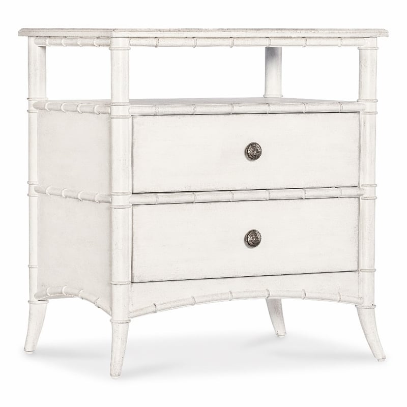 Bowery Hill Charleston Nightstand in White Heron Finish with 2 Drawers