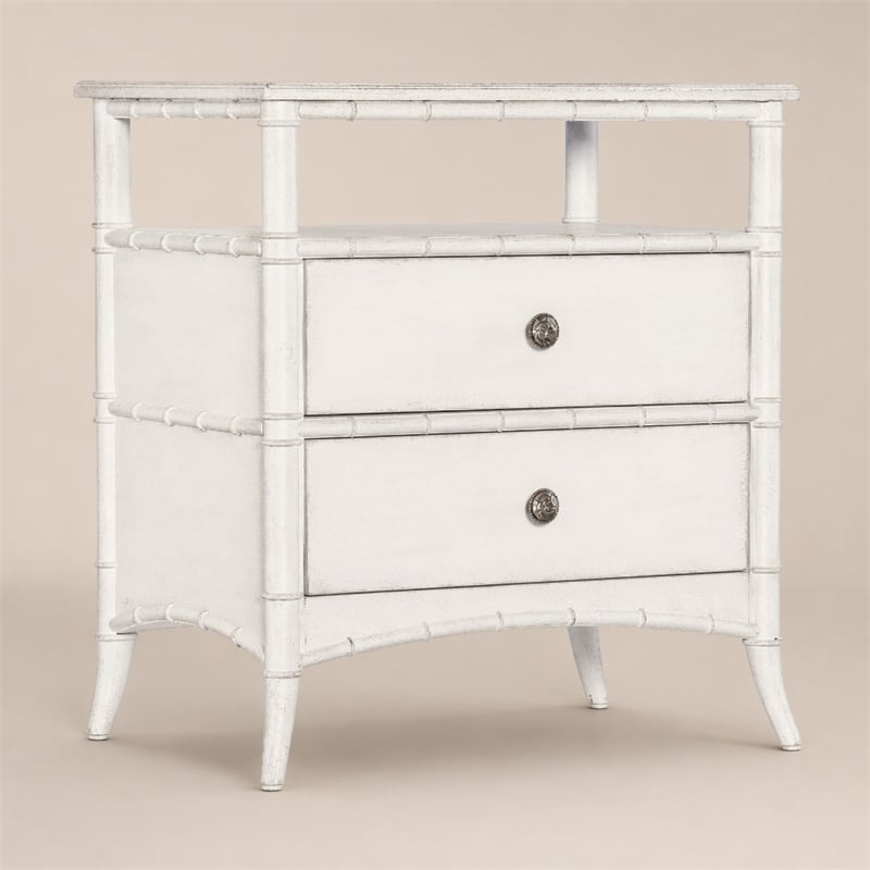 Bowery Hill Charleston Nightstand in White Heron Finish with 2 Drawers