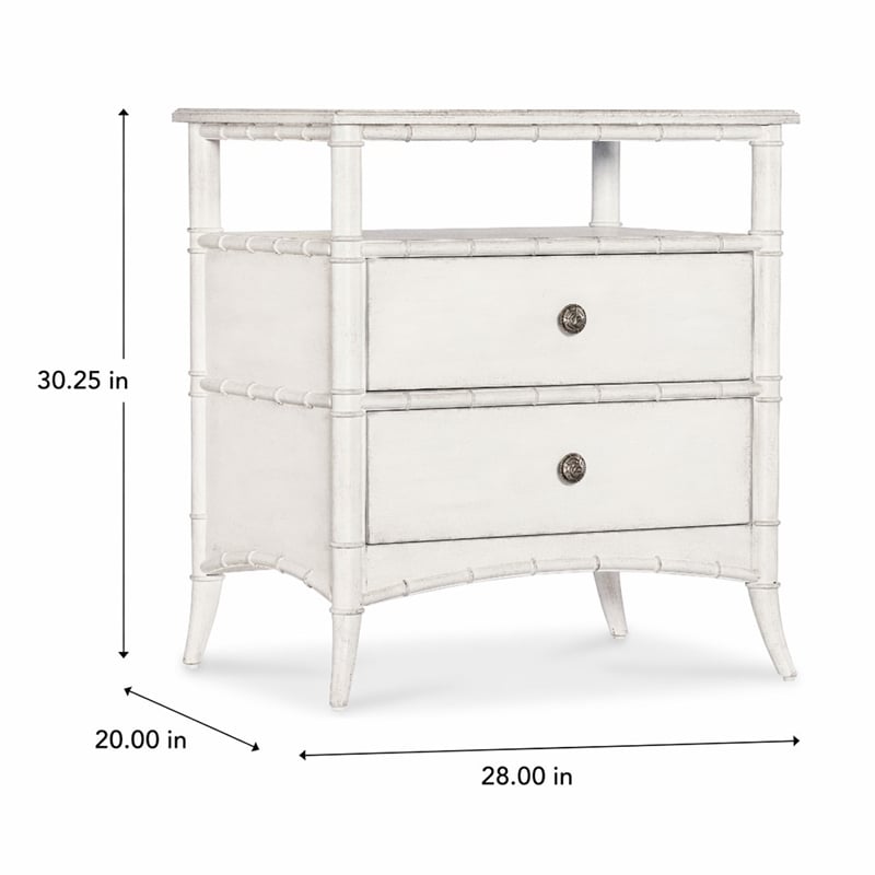 Bowery Hill Charleston Nightstand in White Heron Finish with 2 Drawers
