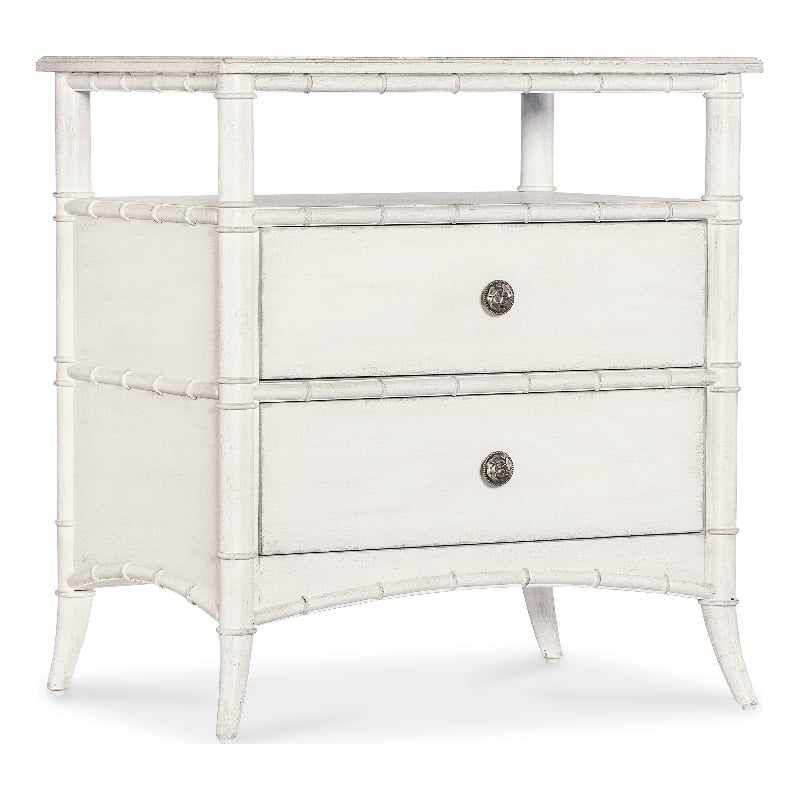 Bowery Hill Charleston Nightstand in White Heron Finish with 2 Drawers