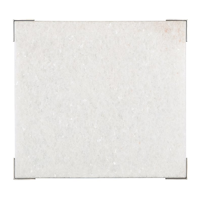 Bowery Hill Rectangle End Table with White Stone Top and Tapered Metal Legs