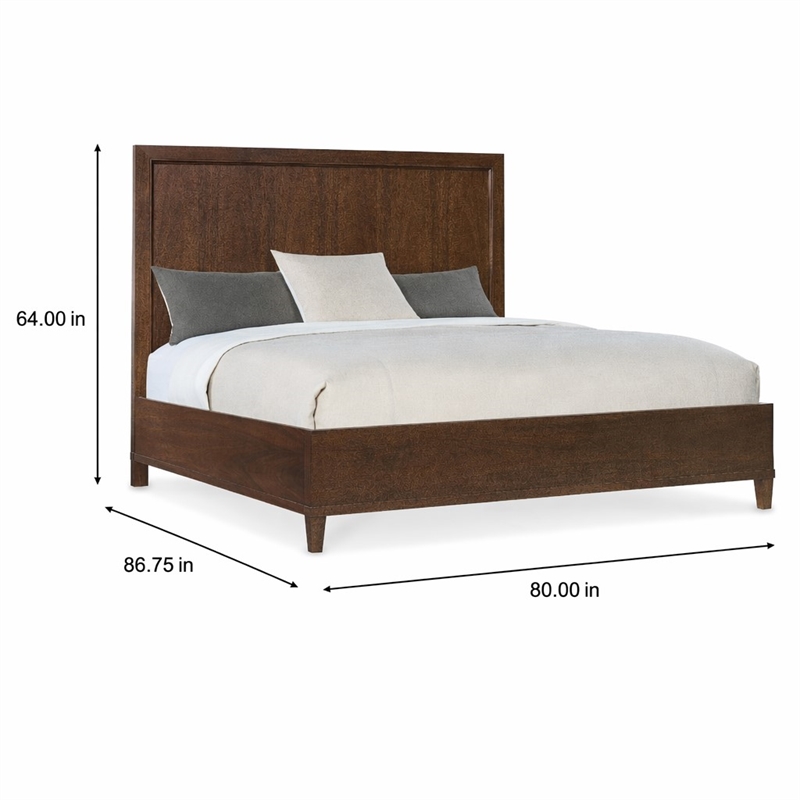 Bowery Hill King Panel Bed in Dark Natural Wood Finish with Tapered Legs