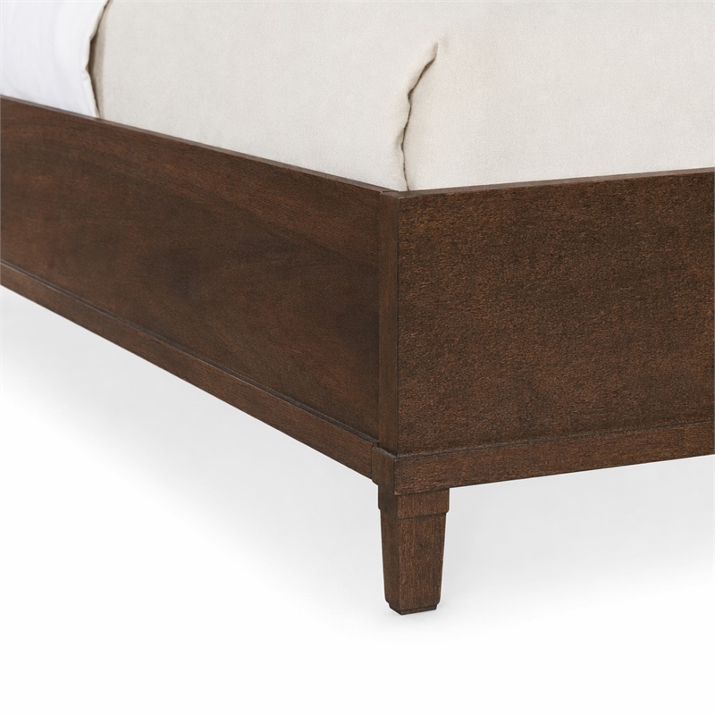 Bowery Hill King Panel Bed in Dark Natural Wood Finish with Tapered Legs