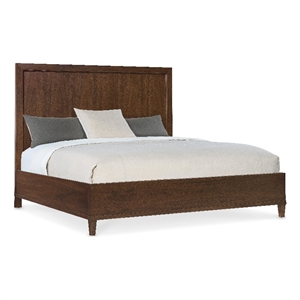 Bowery Hill King Panel Bed in Dark Natural Wood Finish with Tapered Legs