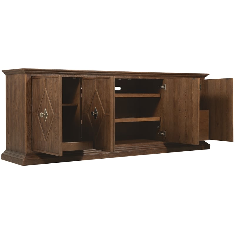 Bowery Hill Driftwood Entertainment Credenza in Medium Brown Wood