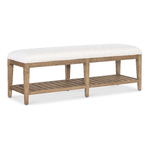 Bowery Hill Vineyard Row Upholstered Bed Bench in Beige Wood