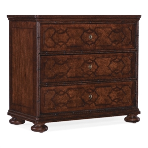 Bowery Hill Charleston Three-Drawer Nightstand in Cherry Brown Wood