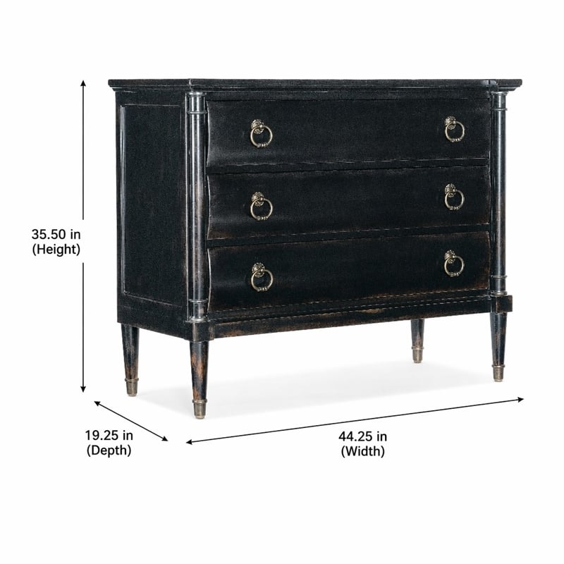 Bowery Hill 3-Drawer Wood Chest in Black Cherry Finish