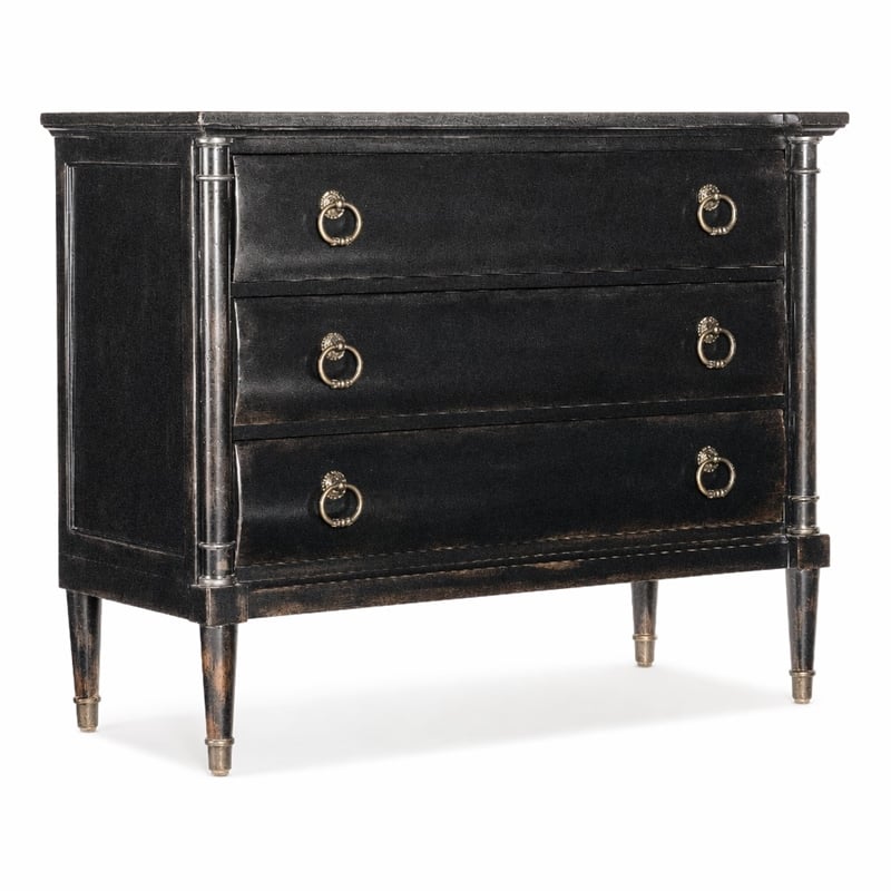Bowery Hill 3-Drawer Wood Chest in Black Cherry Finish