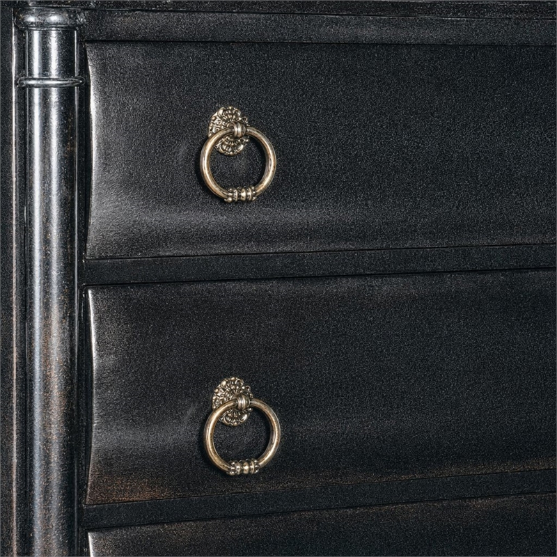 Bowery Hill 3-Drawer Wood Chest in Black Cherry Finish