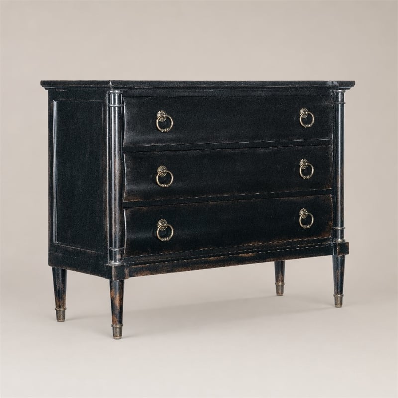 Bowery Hill 3-Drawer Wood Chest in Black Cherry Finish