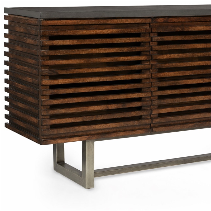 Bowery Hill TV Stand with Ventilated Shelves in Medium Brown Wood