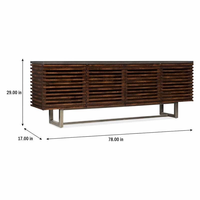 Bowery Hill TV Stand with Ventilated Shelves in Medium Brown Wood