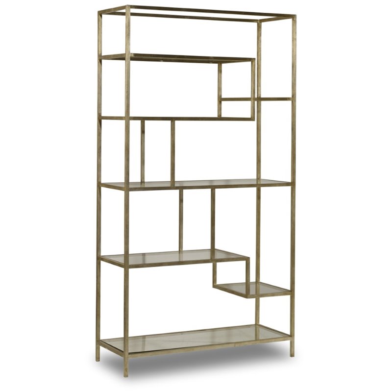 Bowery Hill Glass 8-Shelf Etagere with Silver Finish and Iron Frame