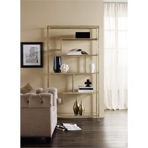 Bowery Hill Glass 8-Shelf Etagere with Silver Finish and Iron Frame