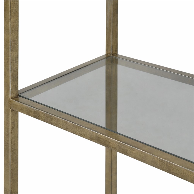 Bowery Hill Glass 8-Shelf Etagere with Silver Finish and Iron Frame