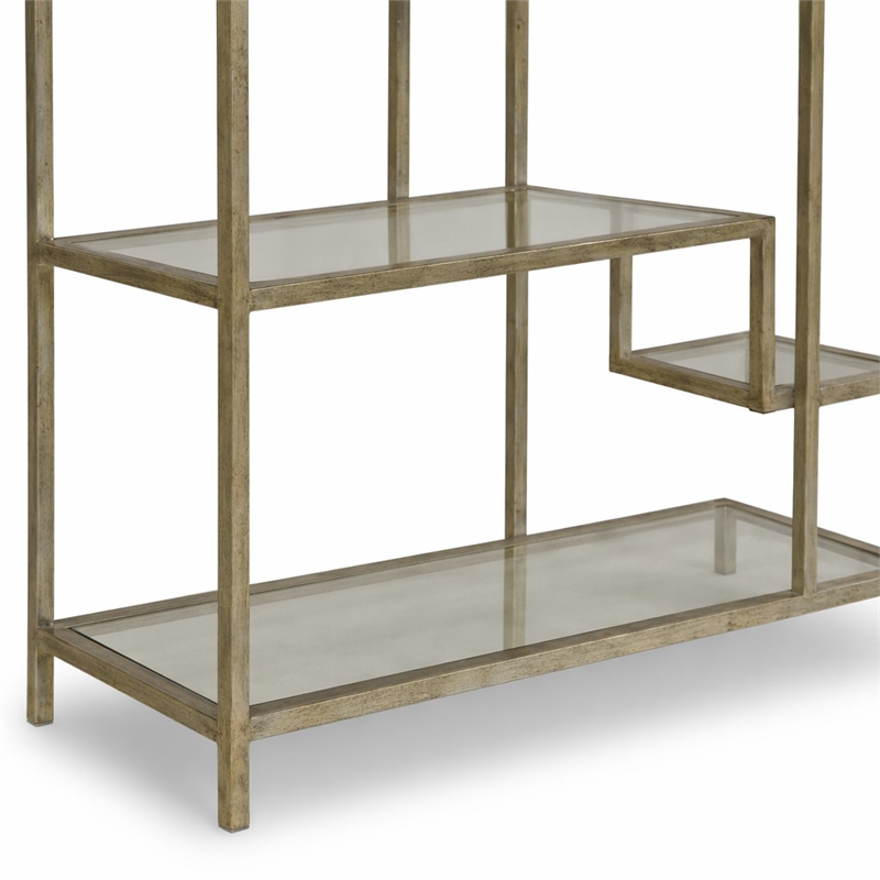 Bowery Hill Glass 8-Shelf Etagere with Silver Finish and Iron Frame