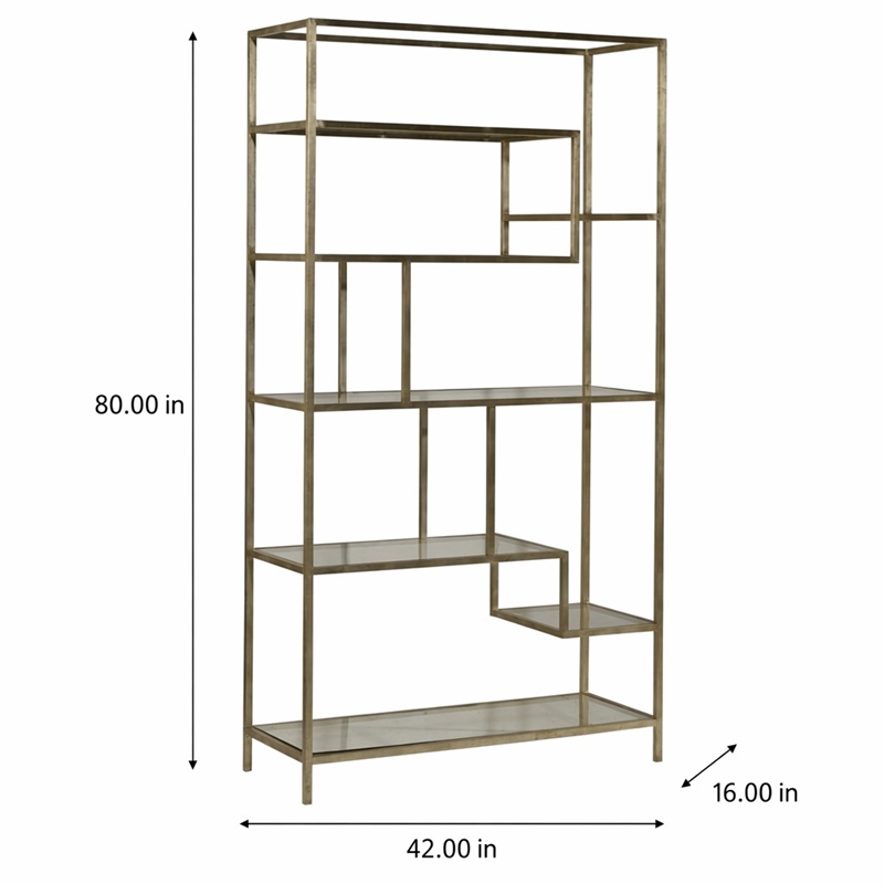 Bowery Hill Glass 8-Shelf Etagere with Silver Finish and Iron Frame