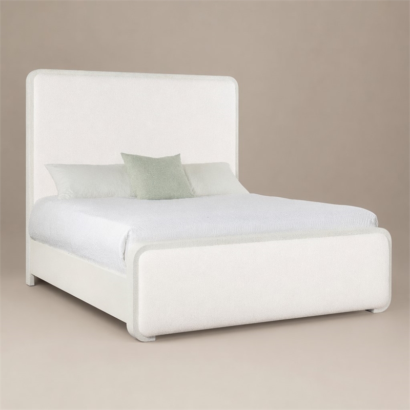 Bowery Hill Serenity Ashore Upholstered Cal King Panel Bed in White