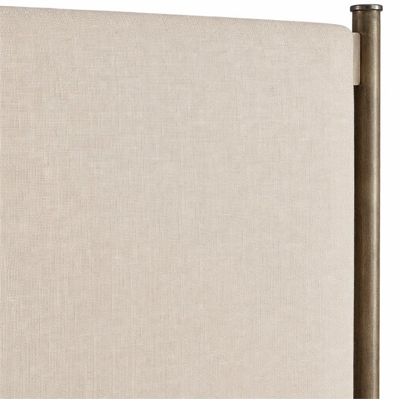 Bowery Hill Upholstered California King Bed in Fabric and Brown Greige Finish