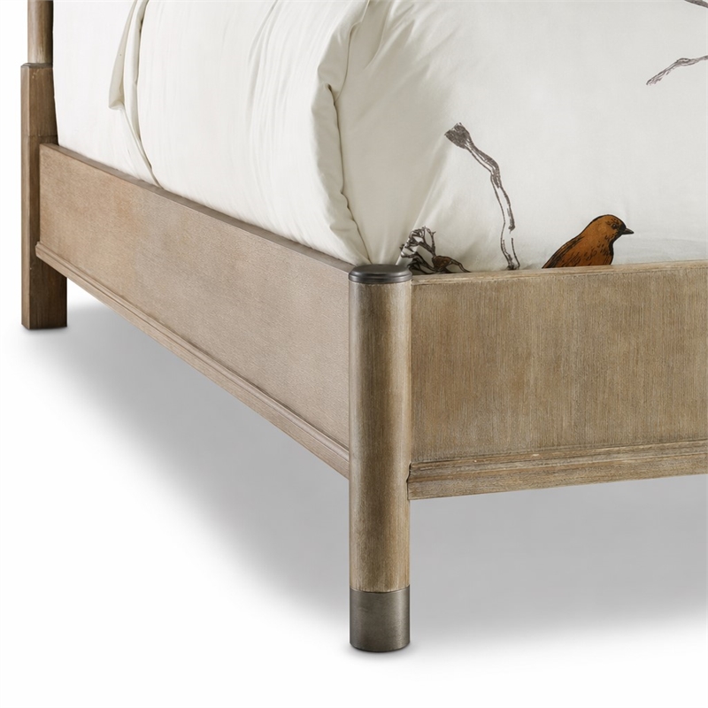 Bowery Hill Upholstered California King Bed in Fabric and Brown Greige Finish