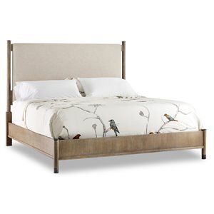 Bowery Hill Upholstered California King Bed in Fabric and Brown Greige Finish