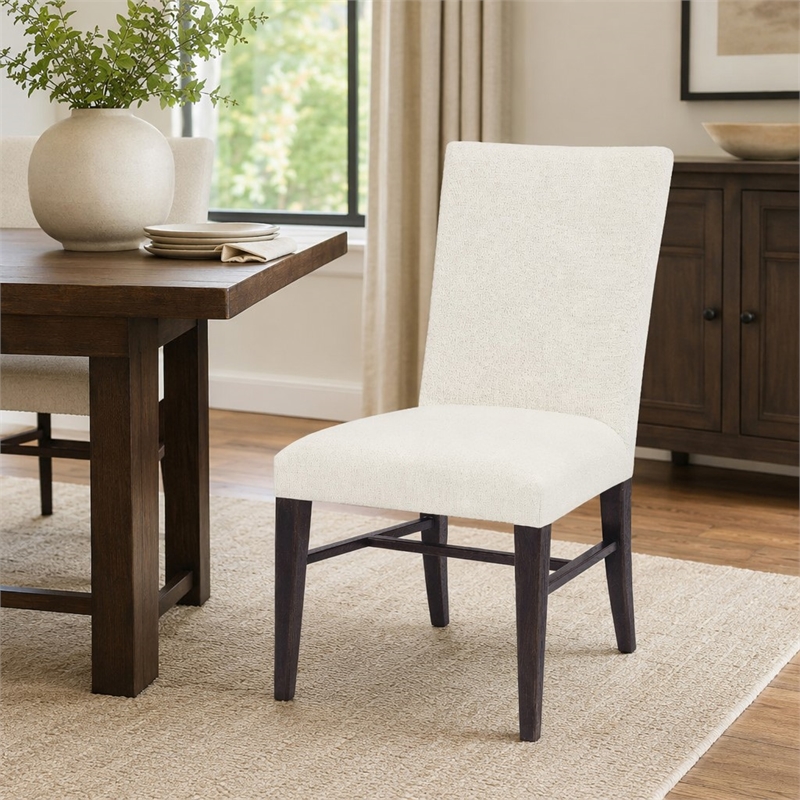 Bowery Hill Driftwood Upholstered Side Chair in Beige Wood Finish