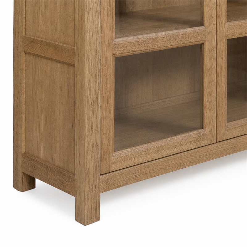 Bowery Hill Driftwood Display Cabinet in Light Brown with Seeded Glass