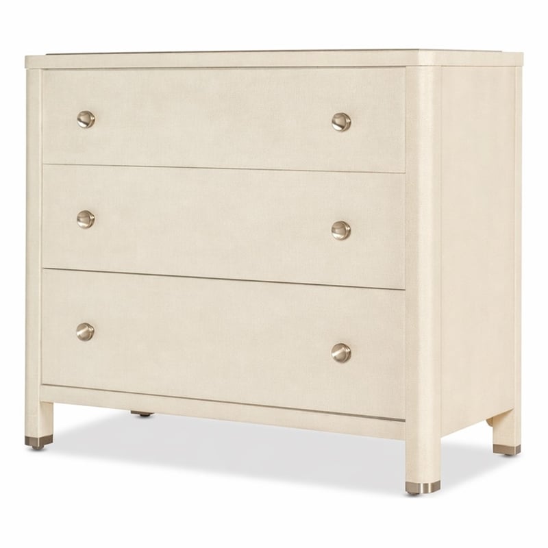 Bowery Hill Raffia Three-Drawer Chest with Cream Flax Finish
