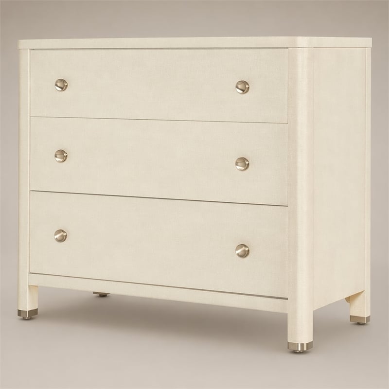 Bowery Hill Raffia Three-Drawer Chest with Cream Flax Finish