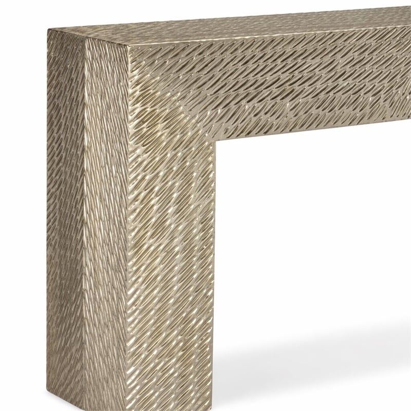 Bowery Hill Tivoli Metal Console Table in German Silver