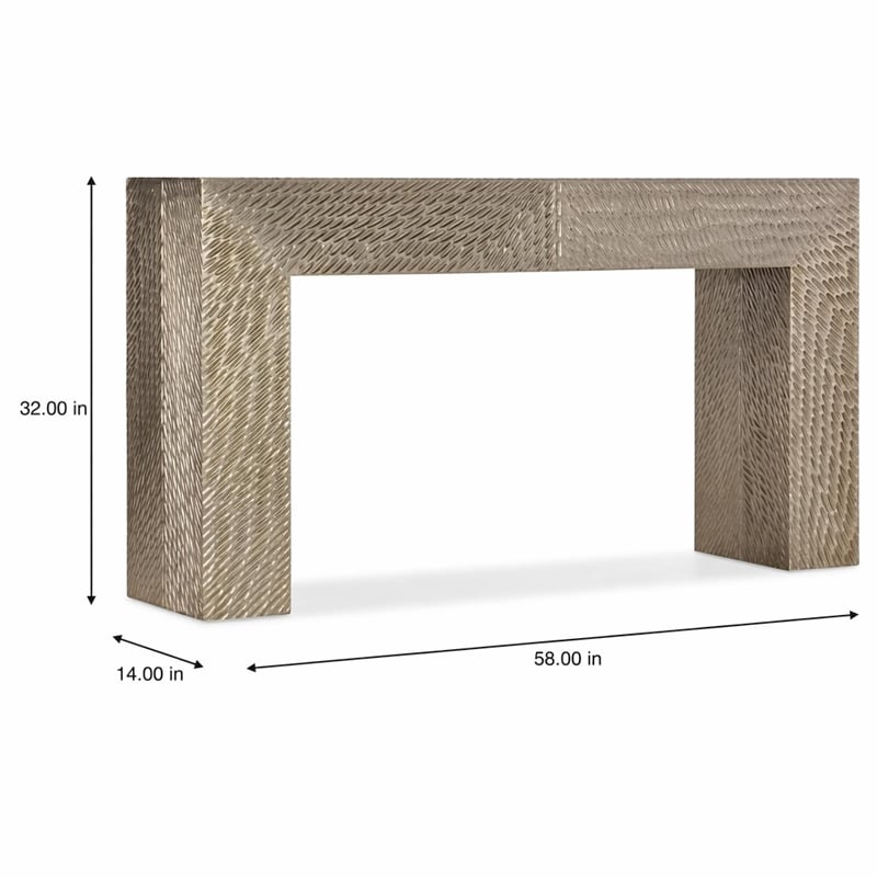 Bowery Hill Tivoli Metal Console Table in German Silver