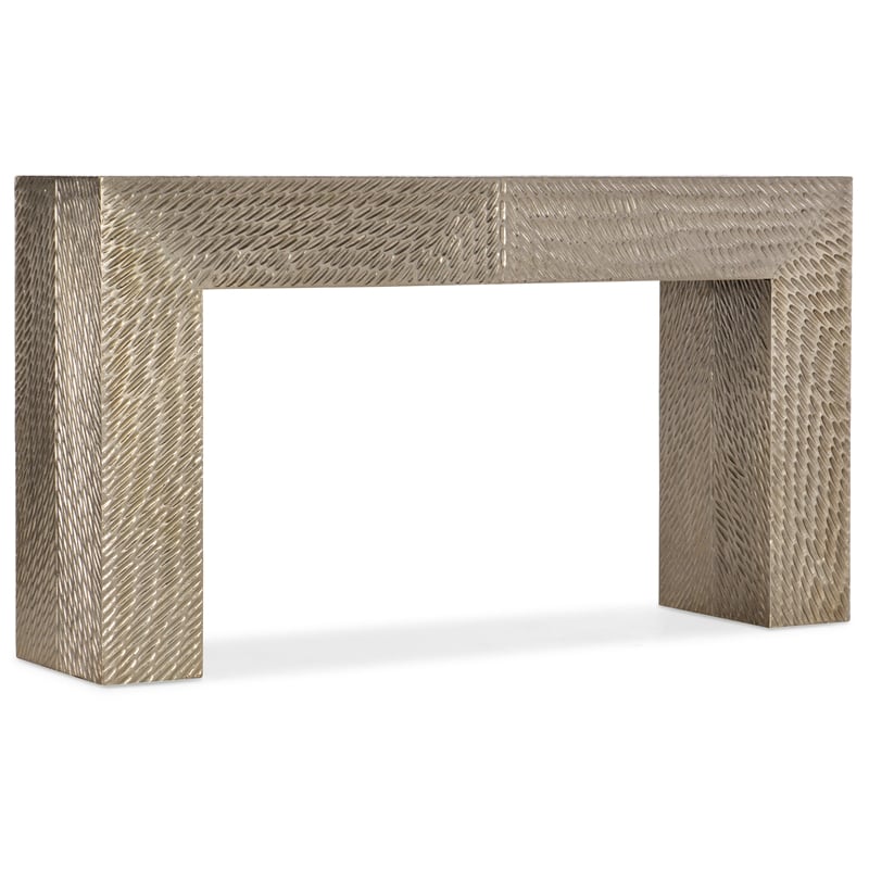 Bowery Hill Tivoli Metal Console Table in German Silver