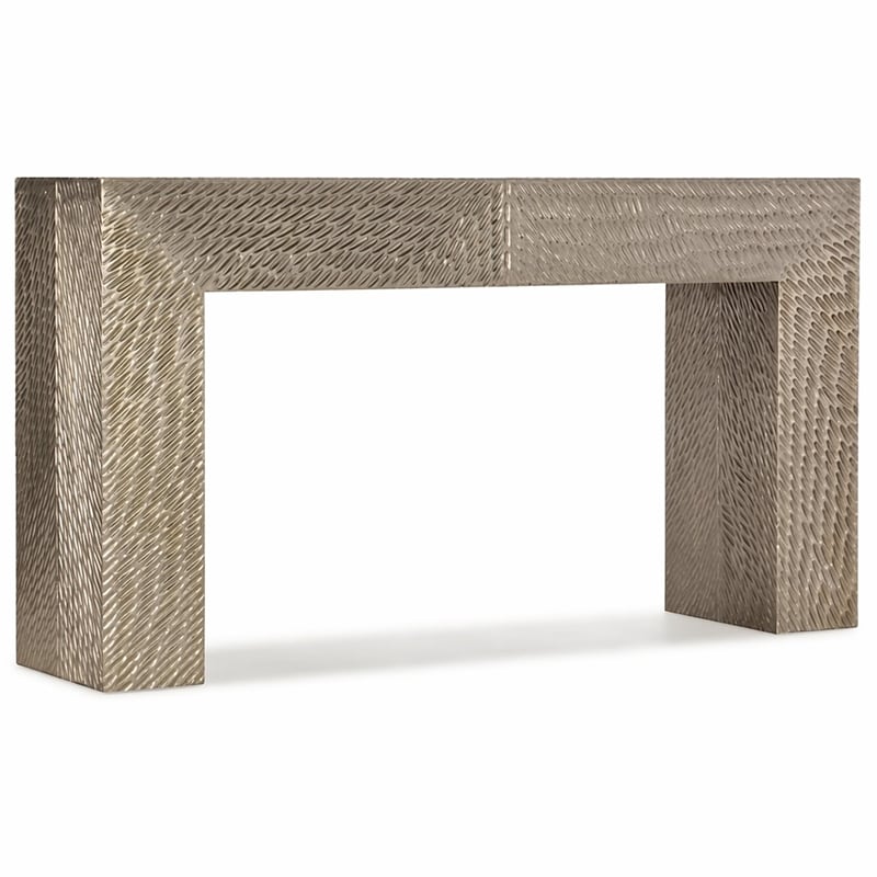 Bowery Hill Tivoli Metal Console Table in German Silver