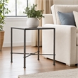 Bowery Hill Grey Metal End Table with Marble Square Top