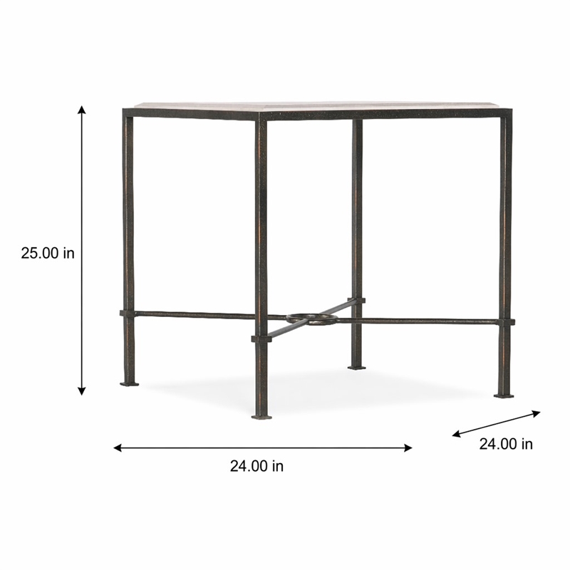 Bowery Hill Grey Metal End Table with Marble Square Top
