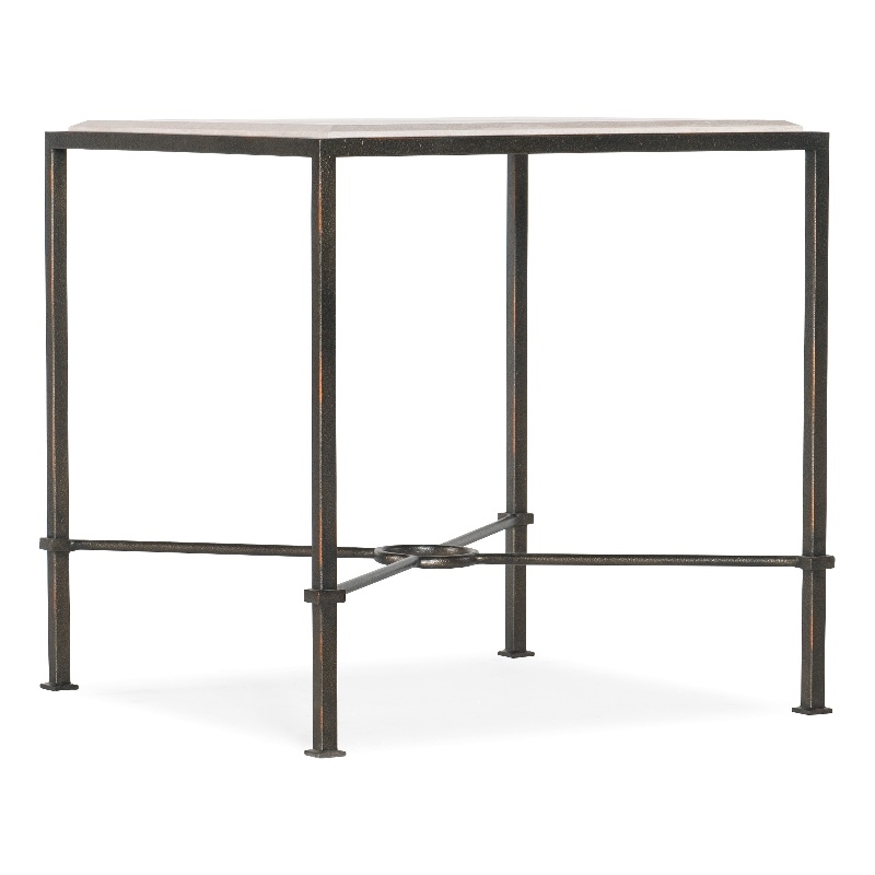 Bowery Hill Grey Metal End Table with Marble Square Top