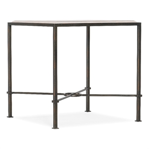 Bowery Hill Grey Metal End Table with Marble Square Top